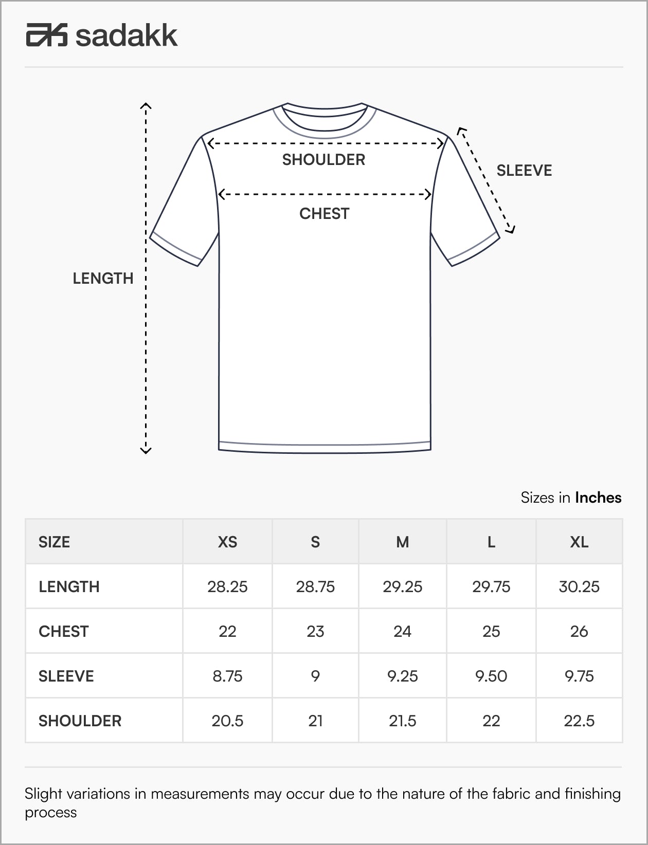 Sadakk size guide